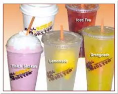 a group of drinks in plastic cups